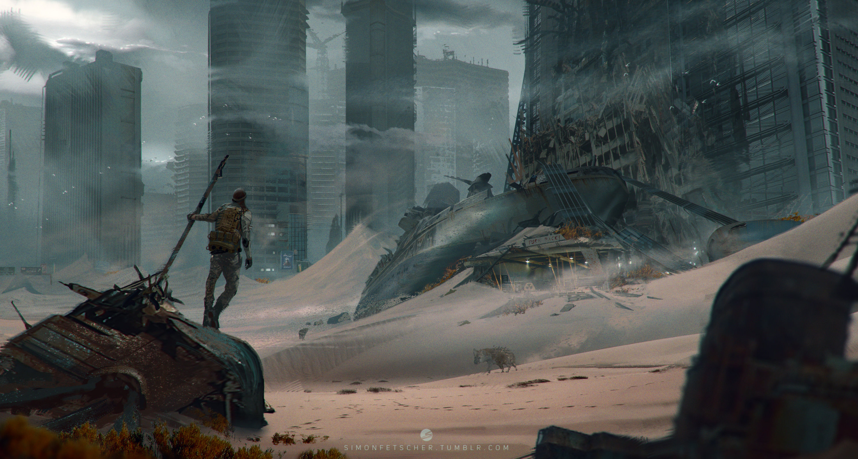 一组末世风格的废墟场景插画作品!透露出的是深深的绝望!