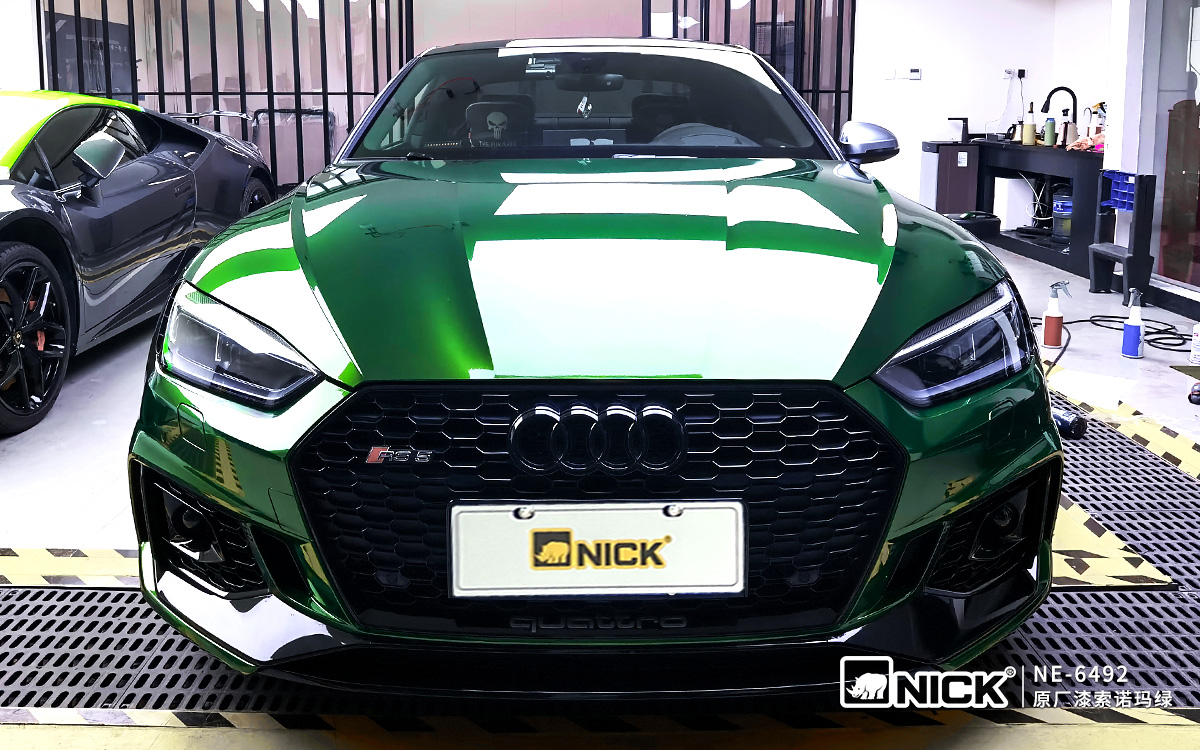 nick尼克汽车改色膜 奥迪rs5原厂漆索诺玛绿案例效果