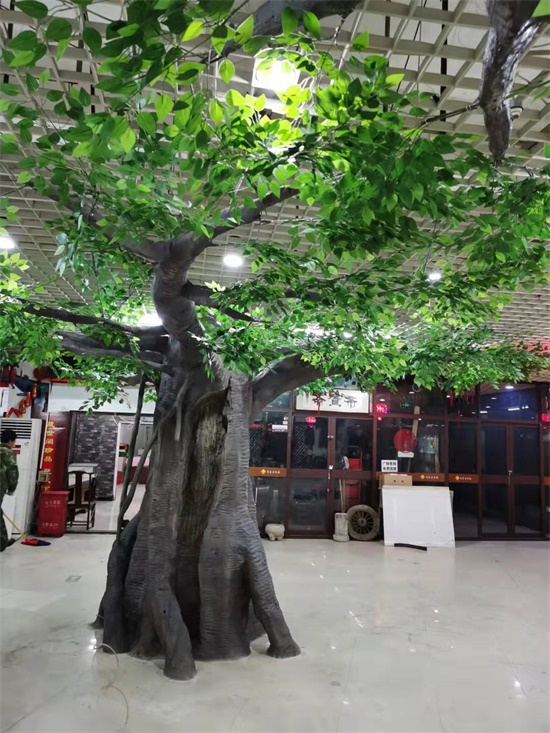 张家口大型水泥仿真榕树室内假树桃树景观树工程制作厂家