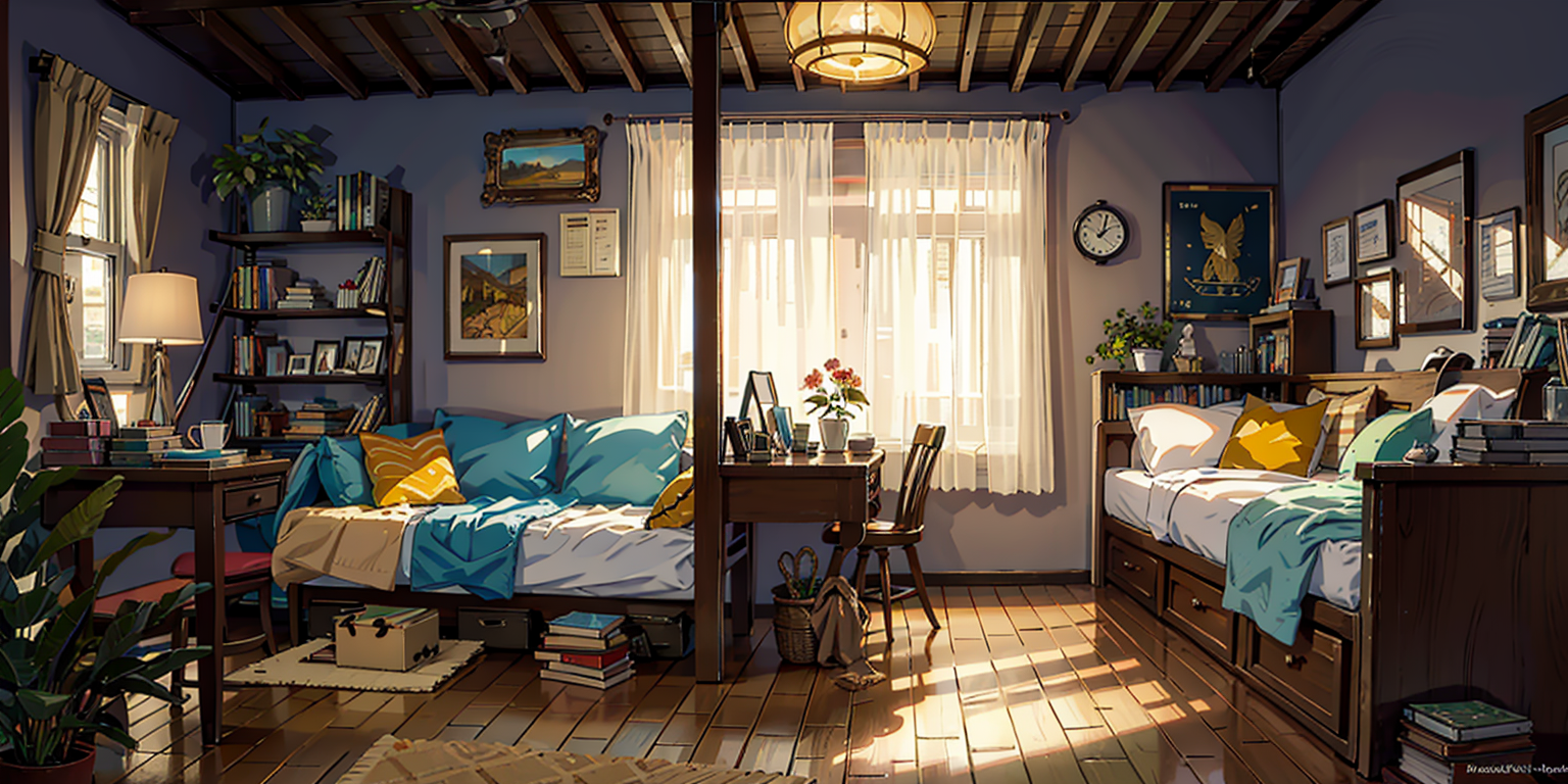 「ai绘画」唯美动漫风插图——夏日午后的房间