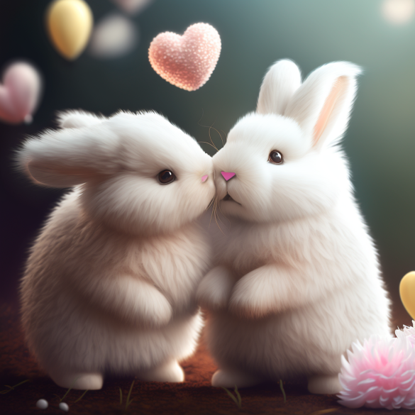 情人节的两只白色小兔子