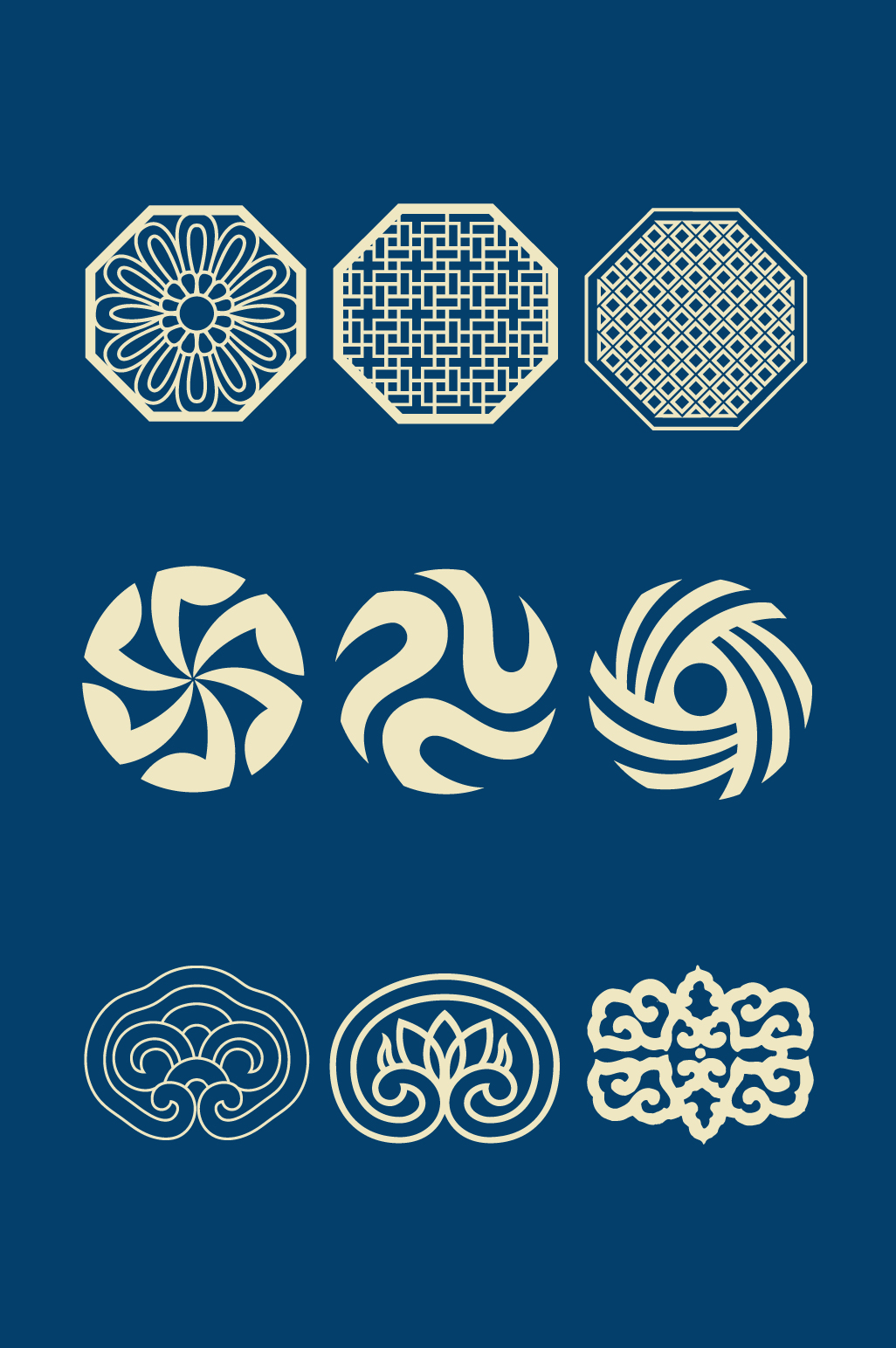 干货!12组国风图案 花纹传统古典图案 边框底纹 矢量图案