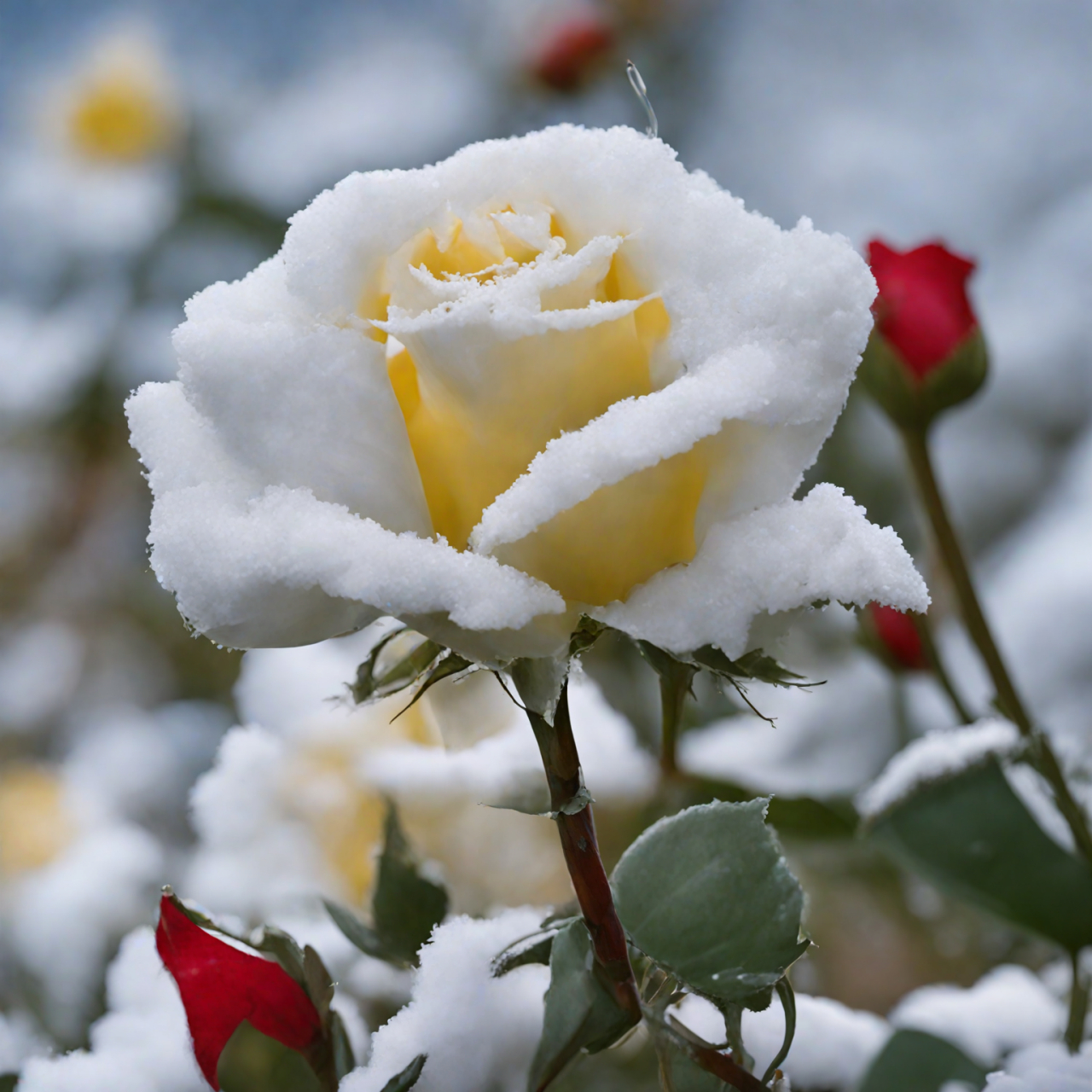 雪中月季花#随手拍的冬季封神照片