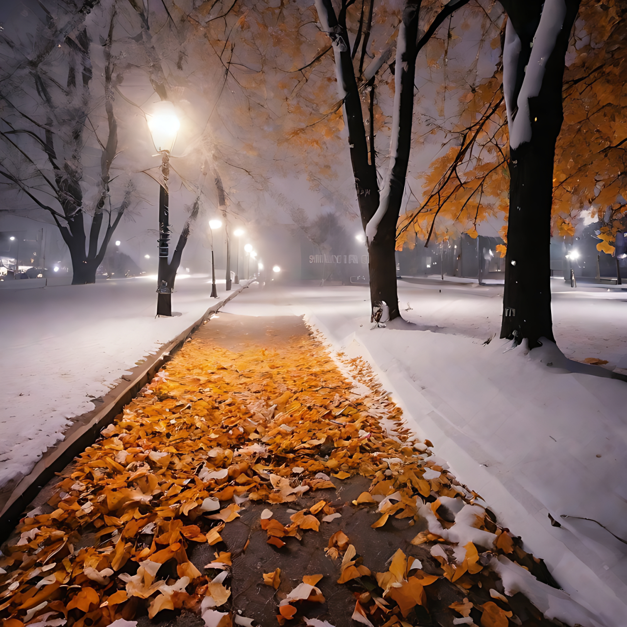 雪后的夜晚图片图片