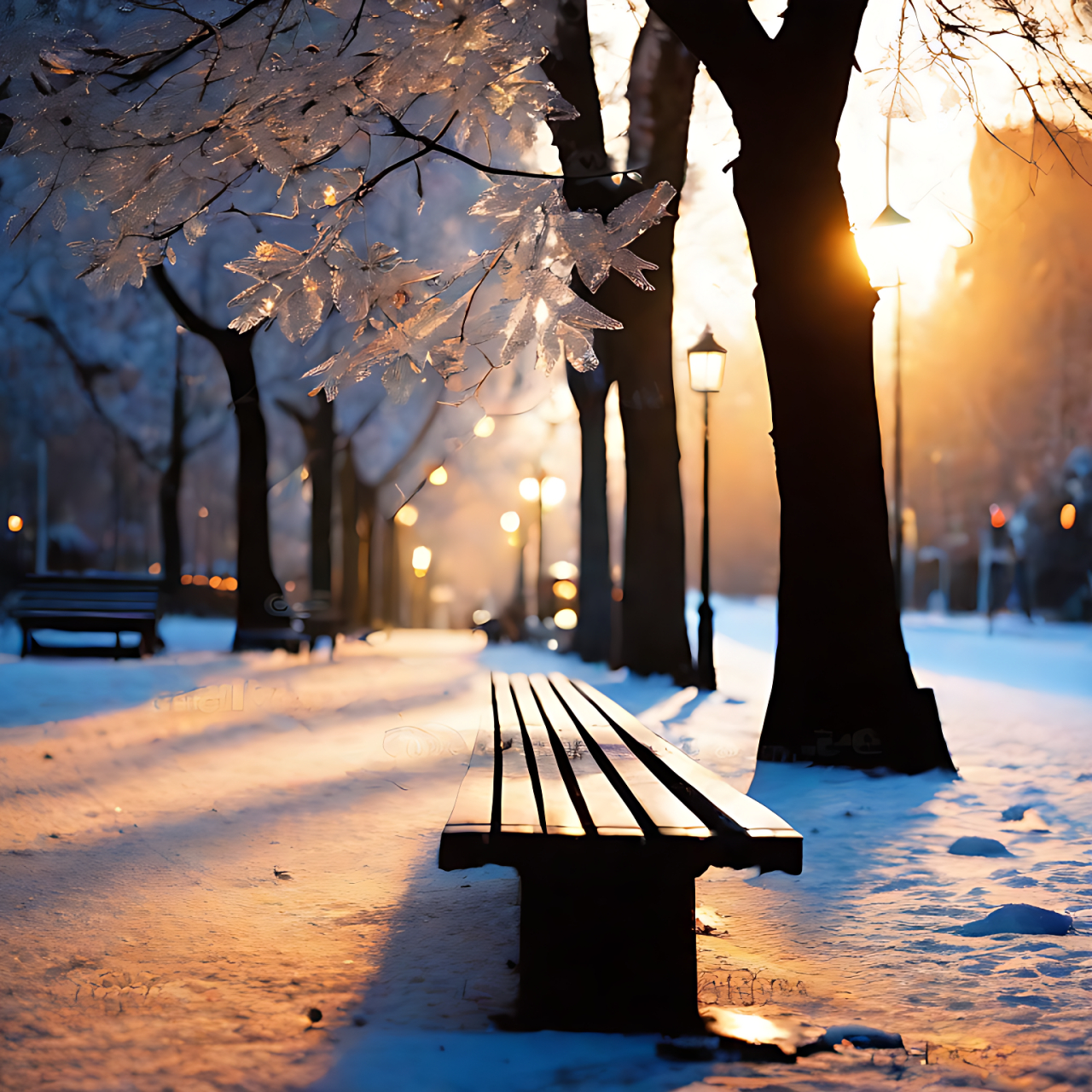 雪后的夜晚图片图片