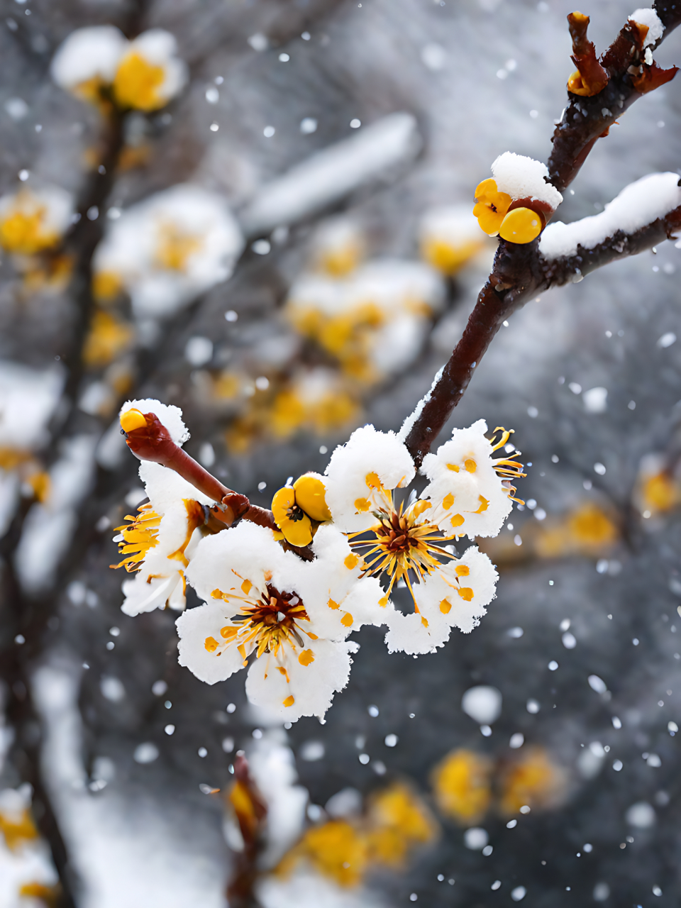 寒风中,梅花的香气扑鼻而来,让人不禁陶醉其中.