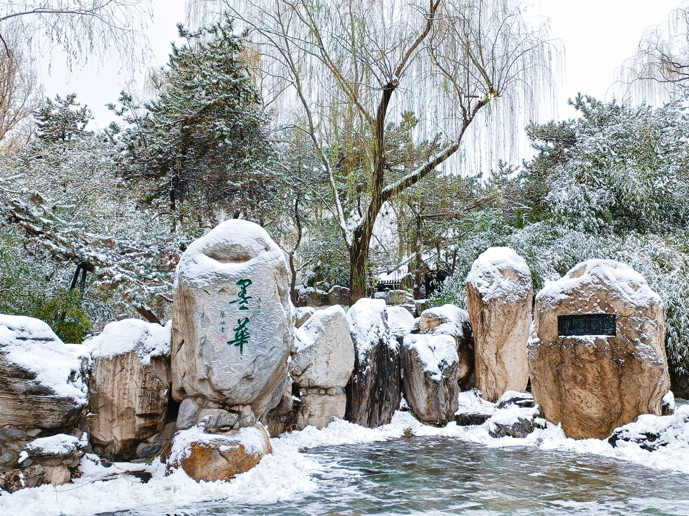 陶然亭公园的雪景,古风意境十足