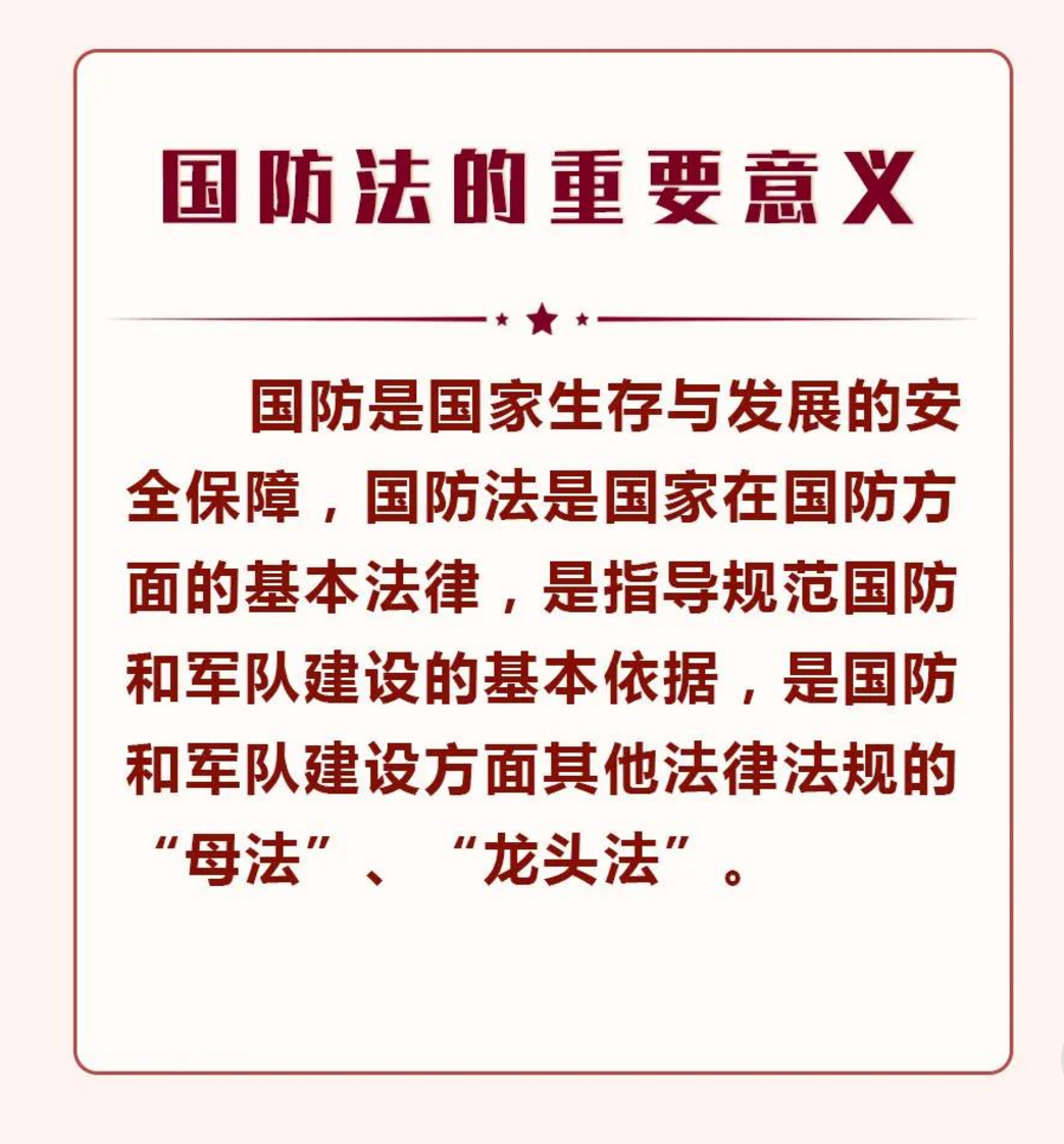 「普法課堂」一圖讀懂!《中華人民共和國國防法》