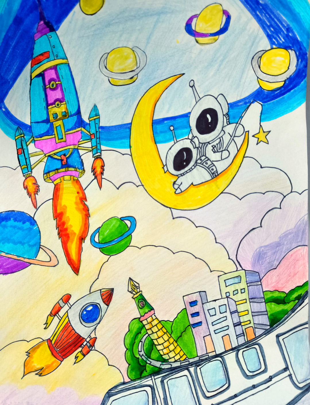 创新科技引领未来,古槐街小学科幻画作品展