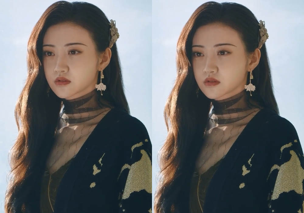 《司藤》景甜超美的造型,金色裙子气场全开,古风浅蓝仙气飘飘!