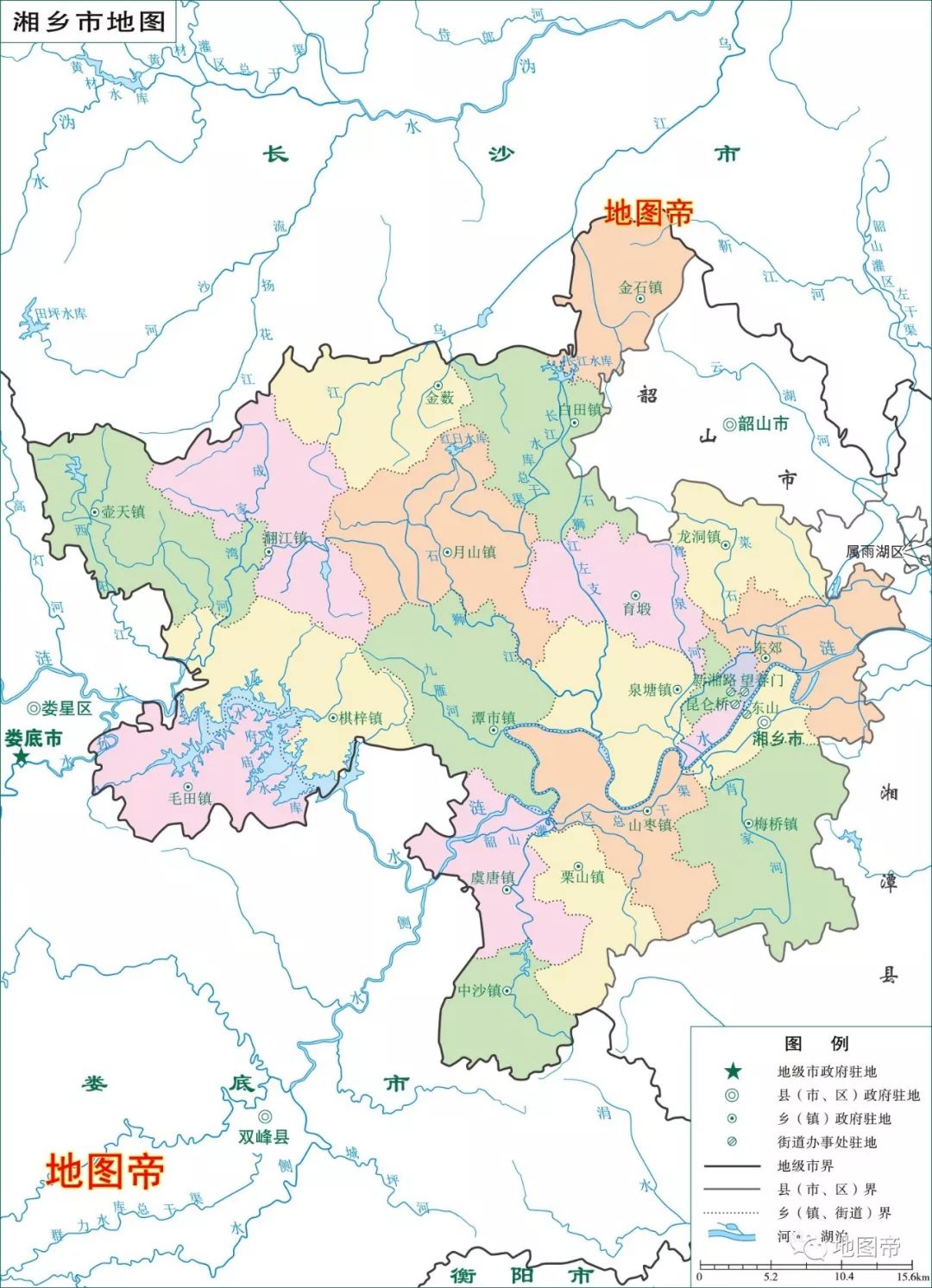 湘潭市各区县行政区地图