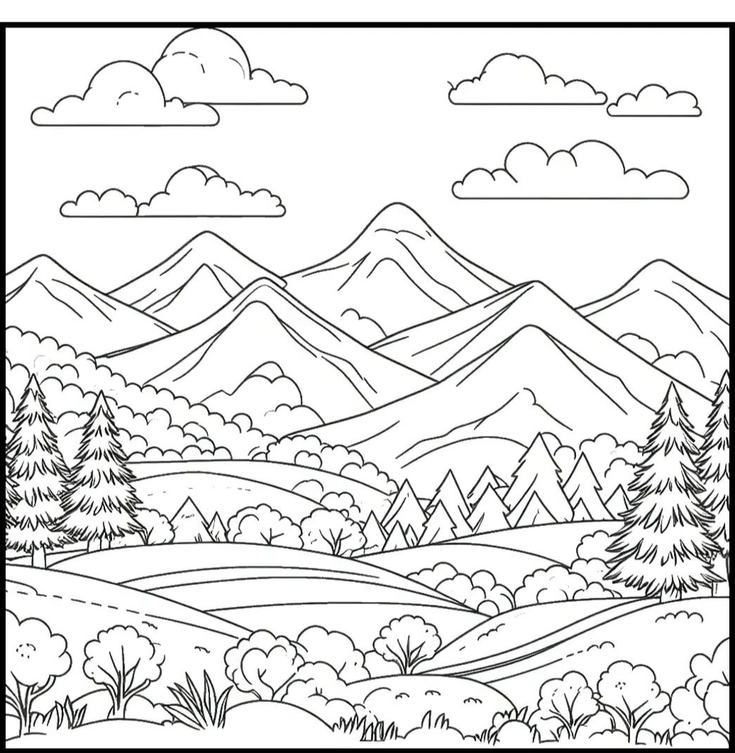 多种山脉自然风景线稿图,值得收藏
