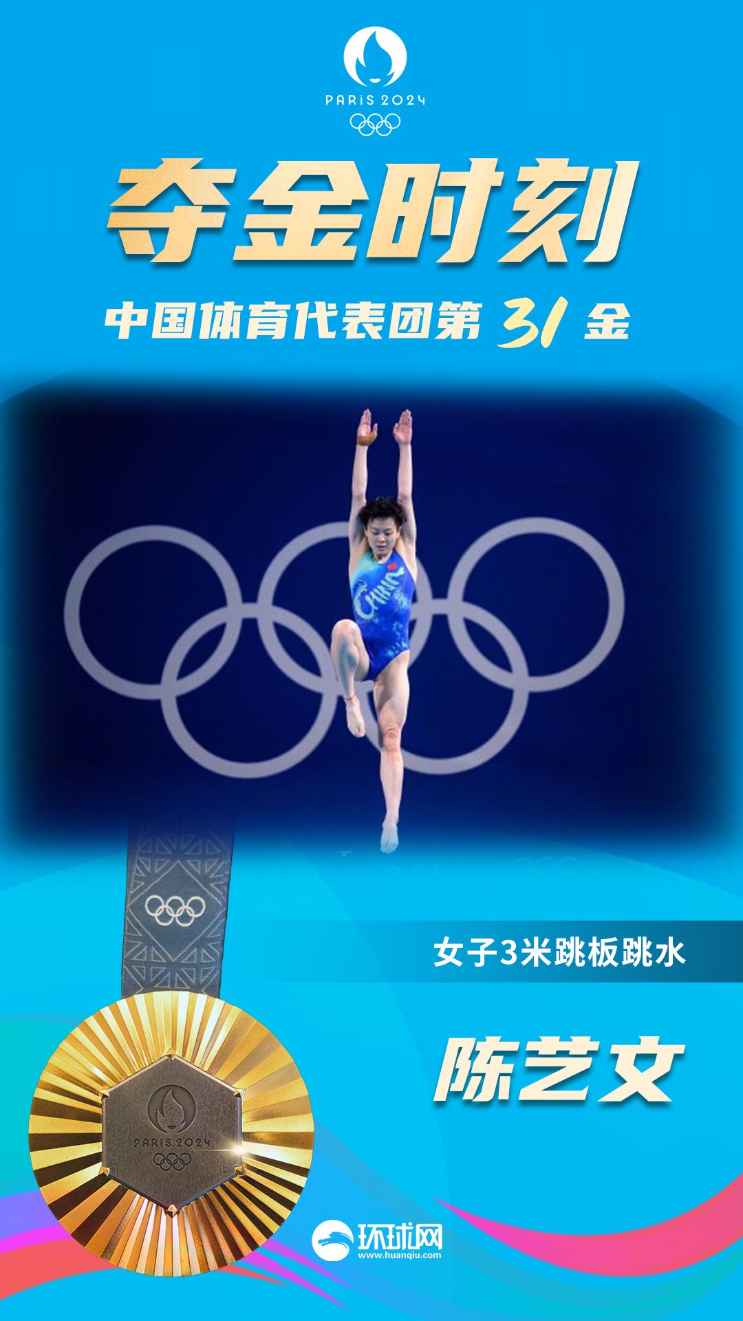 陈艺文为中国女子3米板夺取奥运十连冠