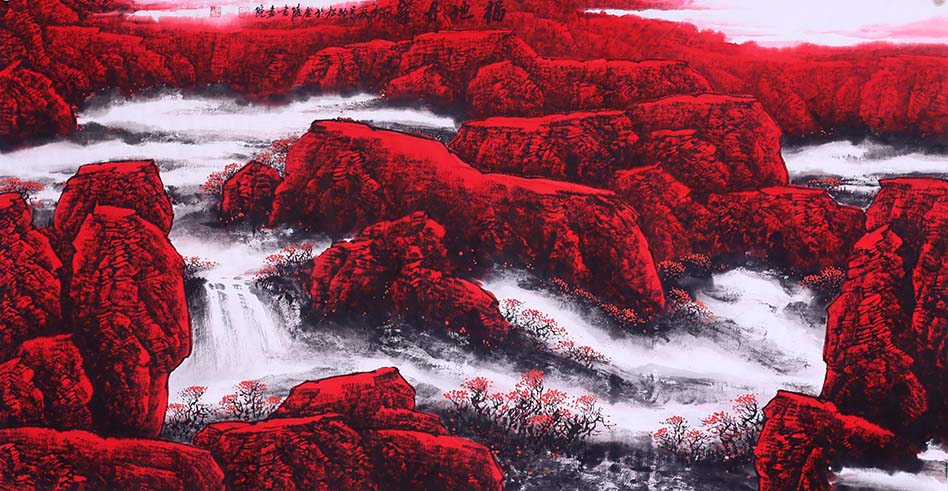 中国红——高劲松山水画作品欣赏