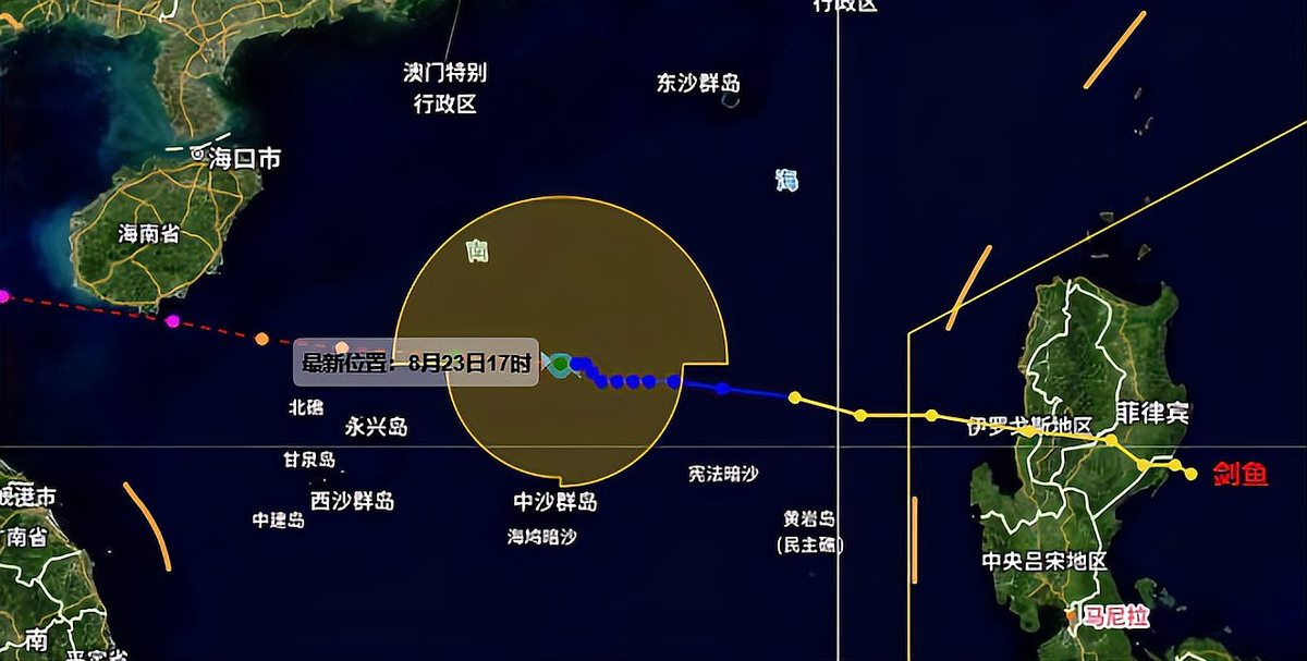 菲律宾附近海域的海域监测与路径追踪图