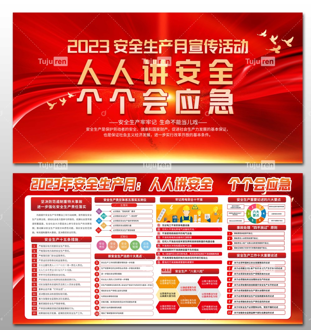 红色安全生产月活动展板效果图下载