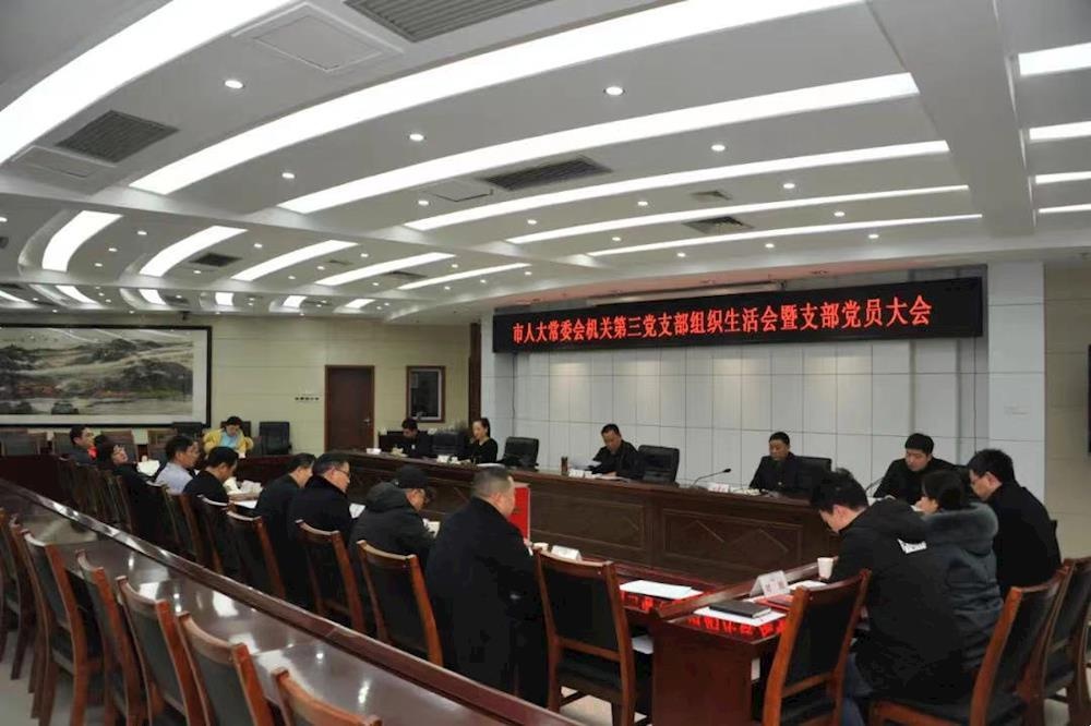 石玉林在常德市人大常委会机关第三党支部2021年度组织生活会上讲党课