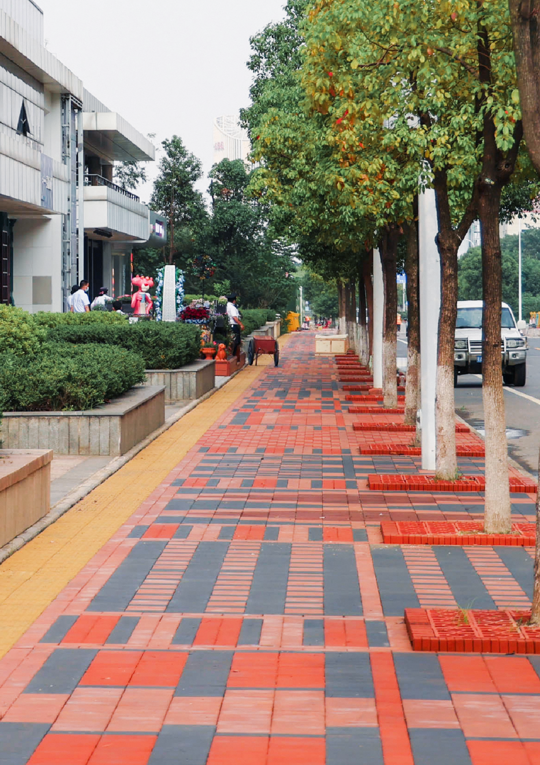 光谷这条小街太艺术了!人行道会"变脸",花坛升级成花池