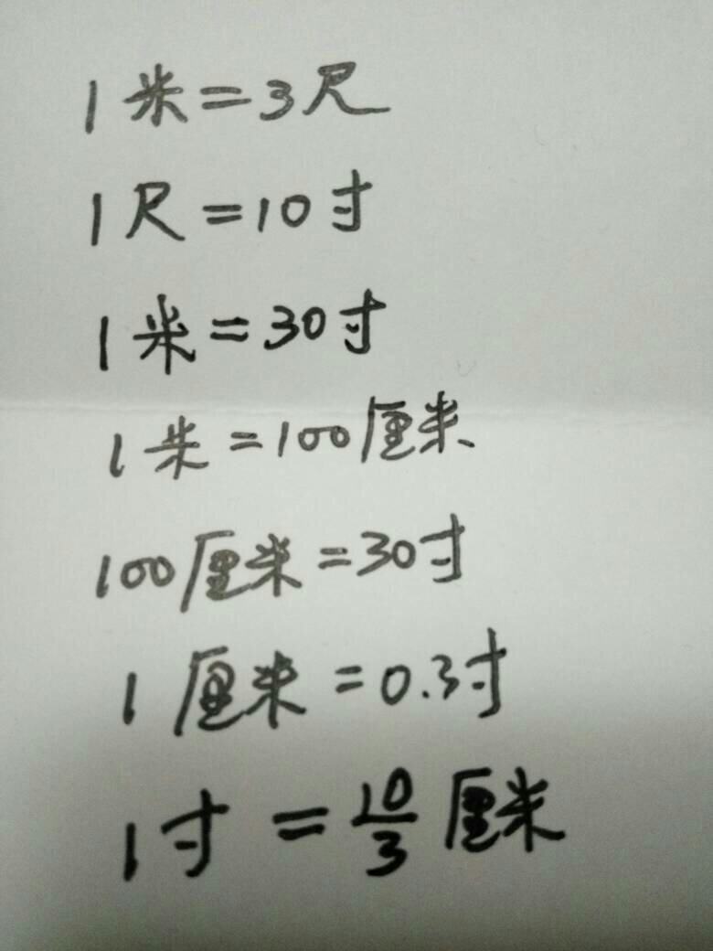 厘米和寸的换算方法