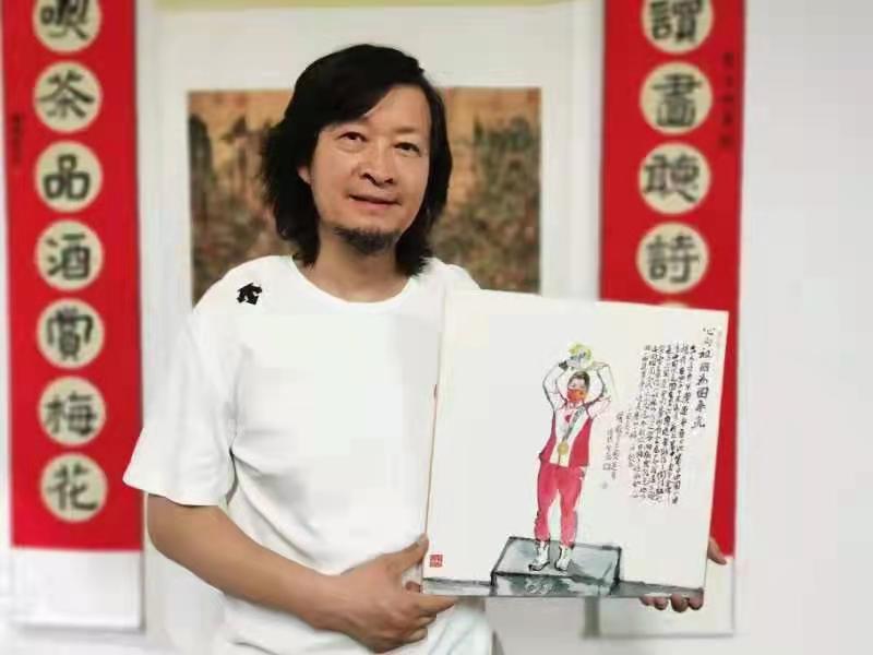 何加林为奥运首金得主杨倩作画致贺
