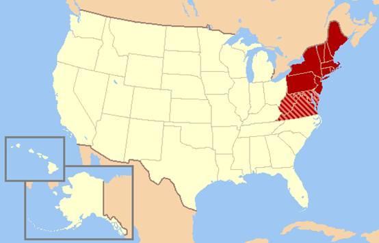 美国新英格兰地区是最早的英国殖民地