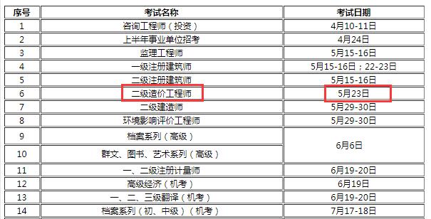 官宣!2021浙江二級造價工程師考試時間:5月23日