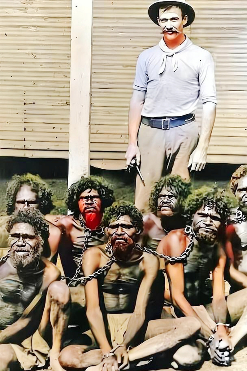 1883年,一群被拐卖的澳大利亚原住民.