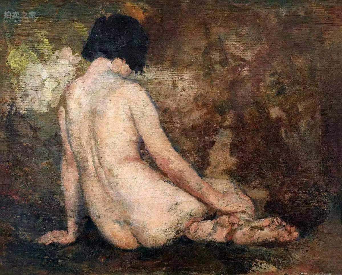 难得看到徐悲鸿挣钱的作品,一张人体小油画