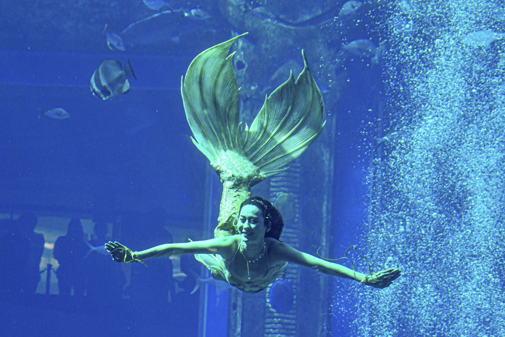 海南三亚:首届中国美人鱼表演赛举行决赛