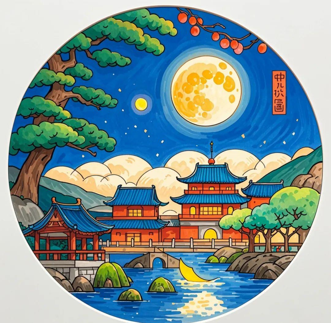 中秋节主题儿童绘画构思与素材,画面丰富多彩!