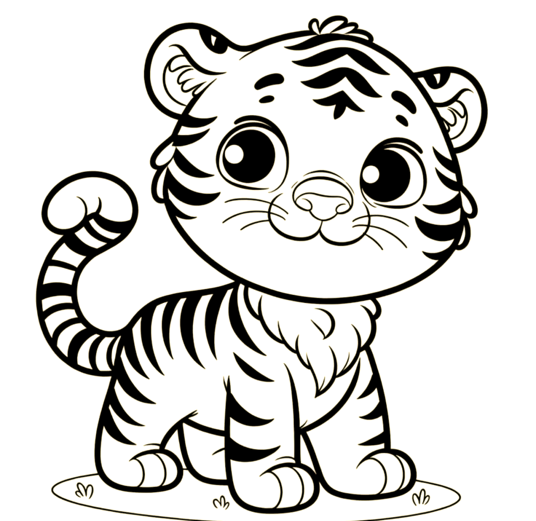 「小老虎简笔画」多款可爱形象,适合儿童涂色与打印!