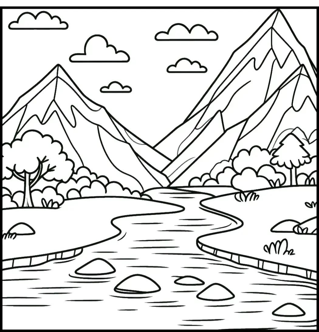 多种山脉自然风景线稿图,值得收藏