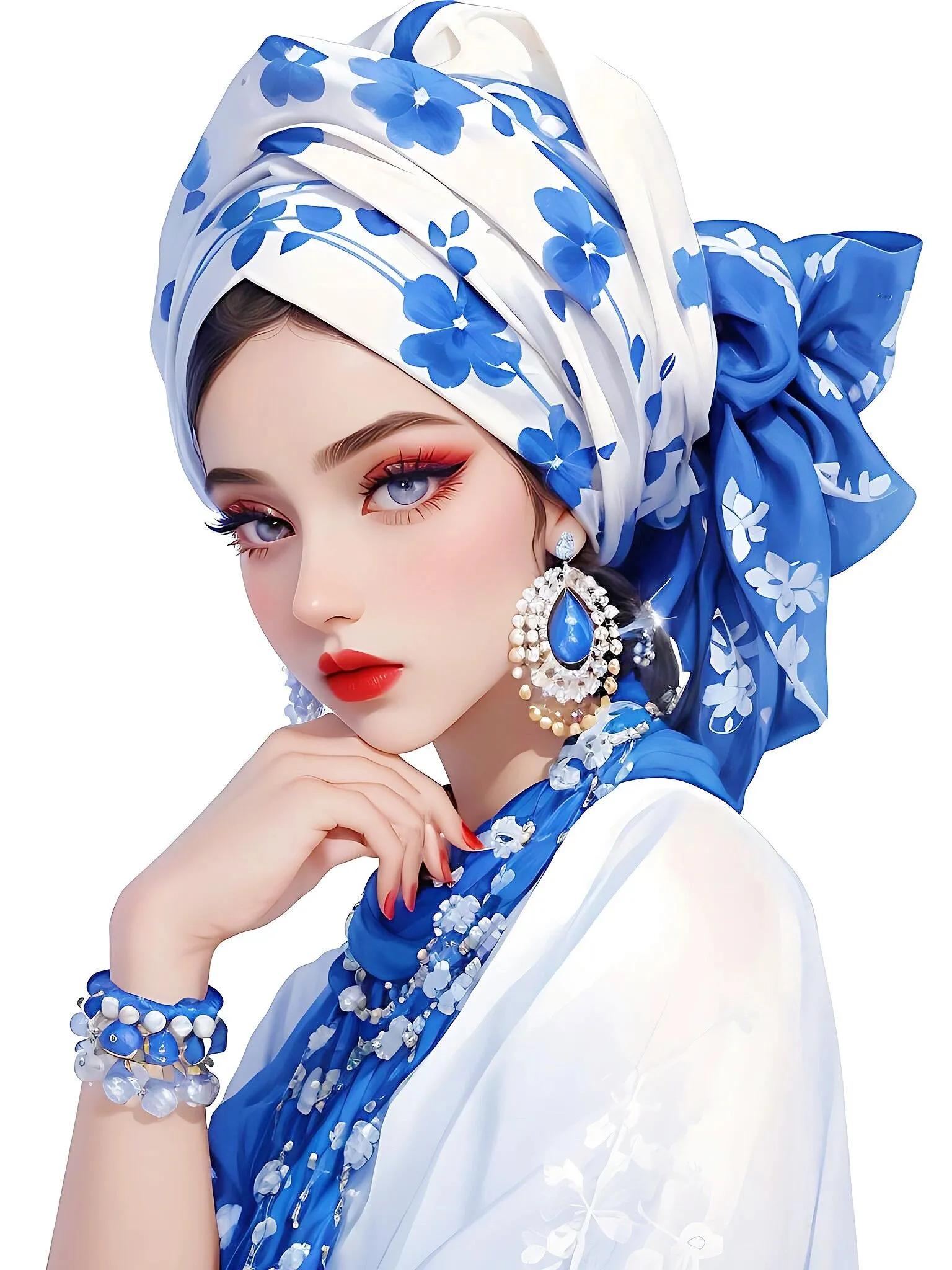 戴头巾的女生头像,既时尚又休闲