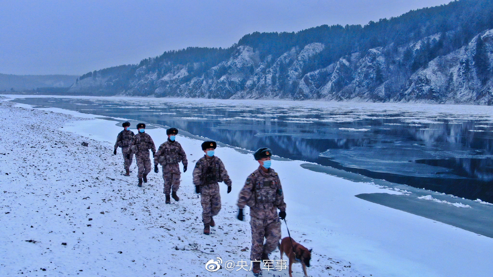 15℃!北极哨所官兵带军犬踏雪巡逻