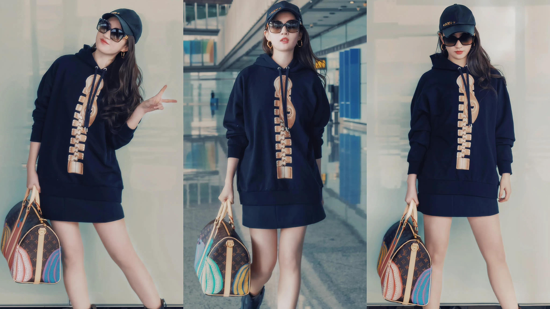 刘亦菲出发巴黎机场路透照,随性又美丽