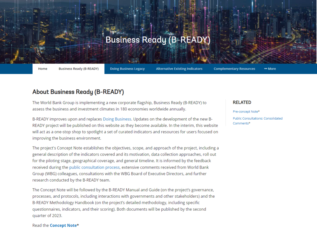 世界银行公布营商环境新项目正式名称B-Ready