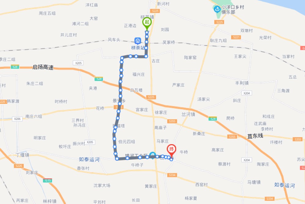 江苏栟茶火车站途经公交车线路乘坐点及其运行时间