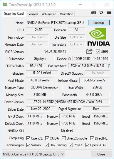 3070参数图片