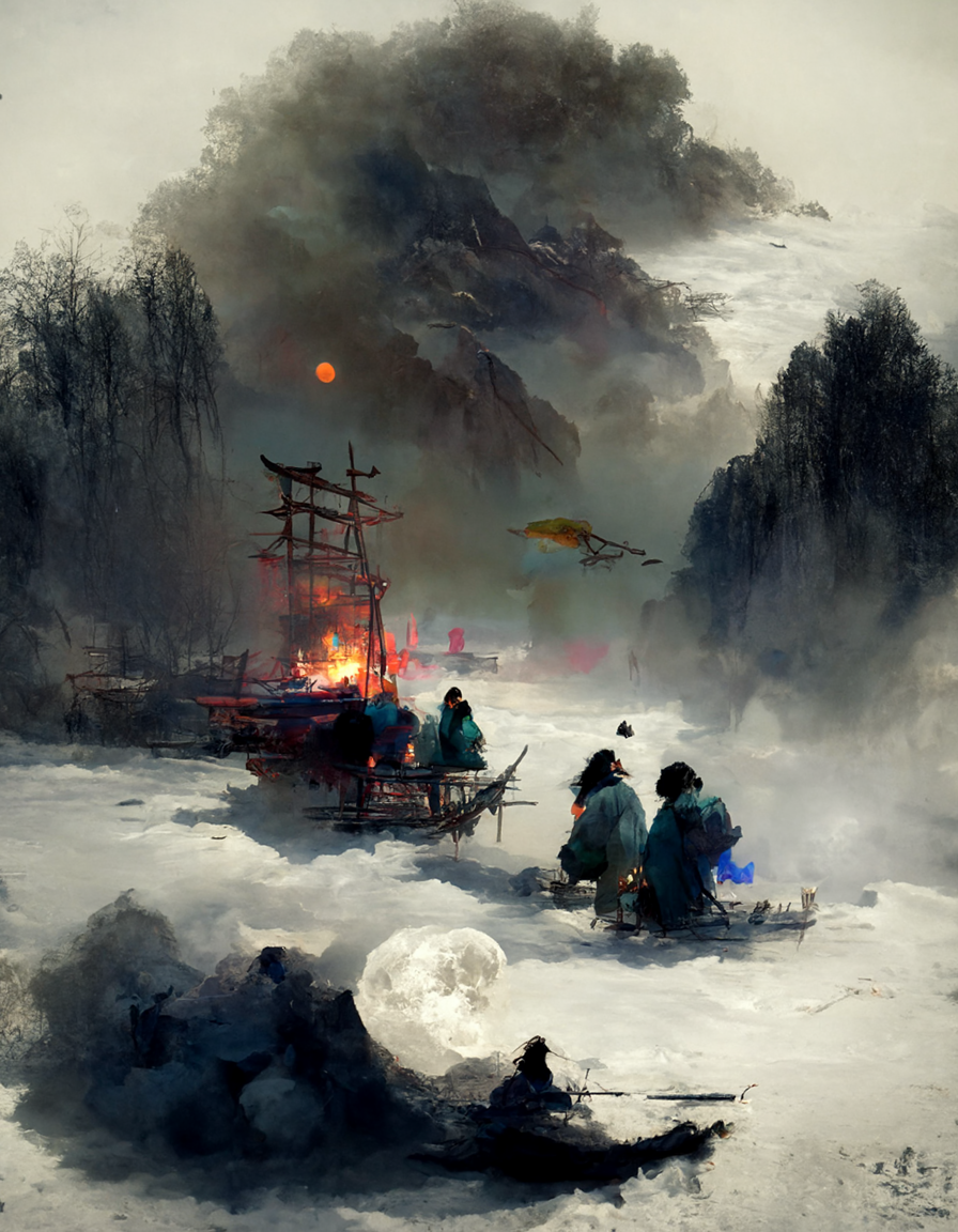 ai插画(月落乌啼霜满天,江枫渔火对愁眠)