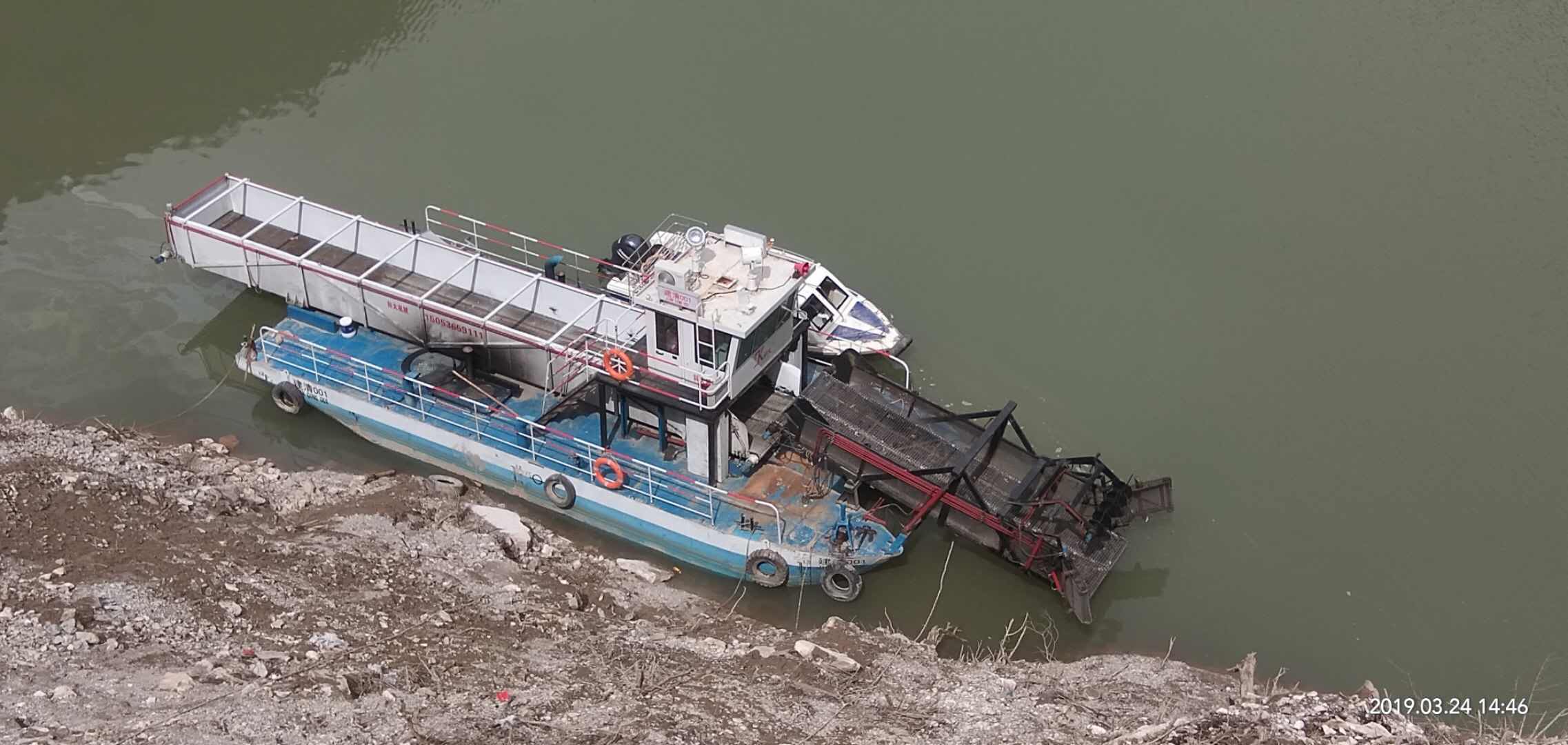 河道清理打捞船,水葫芦水浮莲打捞船功能