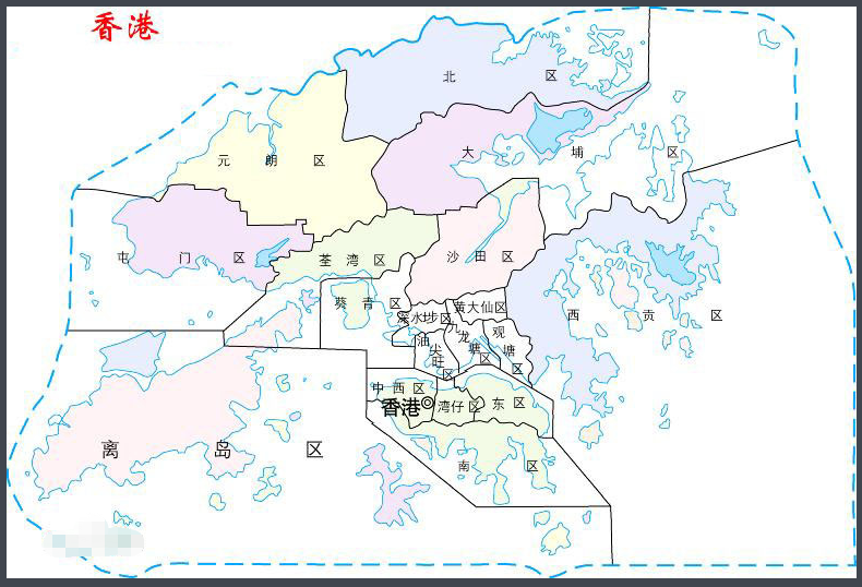 香港行政地图简图图片