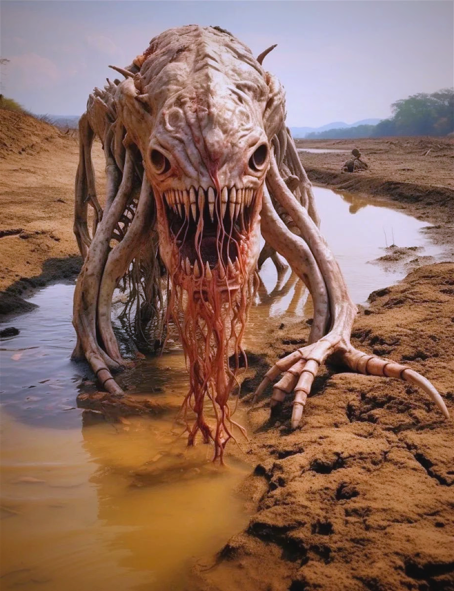 干枯河床惊现传说中的「旱魃怪」生物