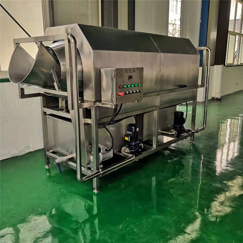 周转筐清洗机-滚筒高压喷淋清洗机中药材马钱子何首乌滚筒去泥机