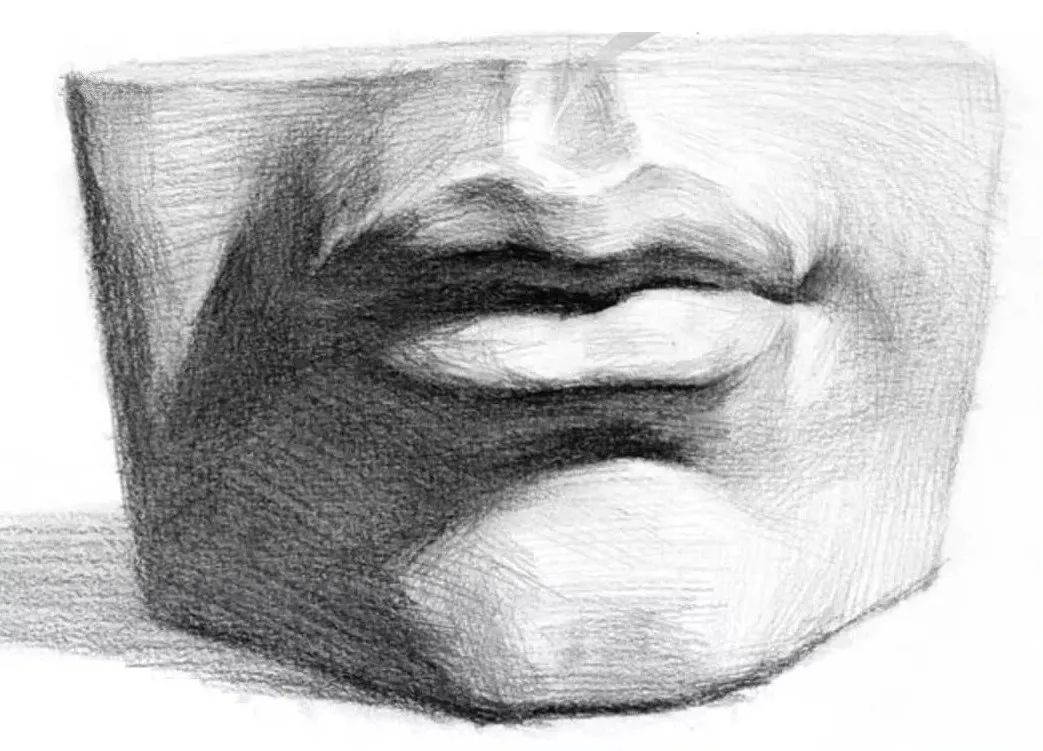 干货|手把手教会你素描石膏像之嘴巴的刻画