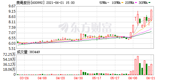 多主力現身龍虎榜,貴繩股份漲停(06-21)