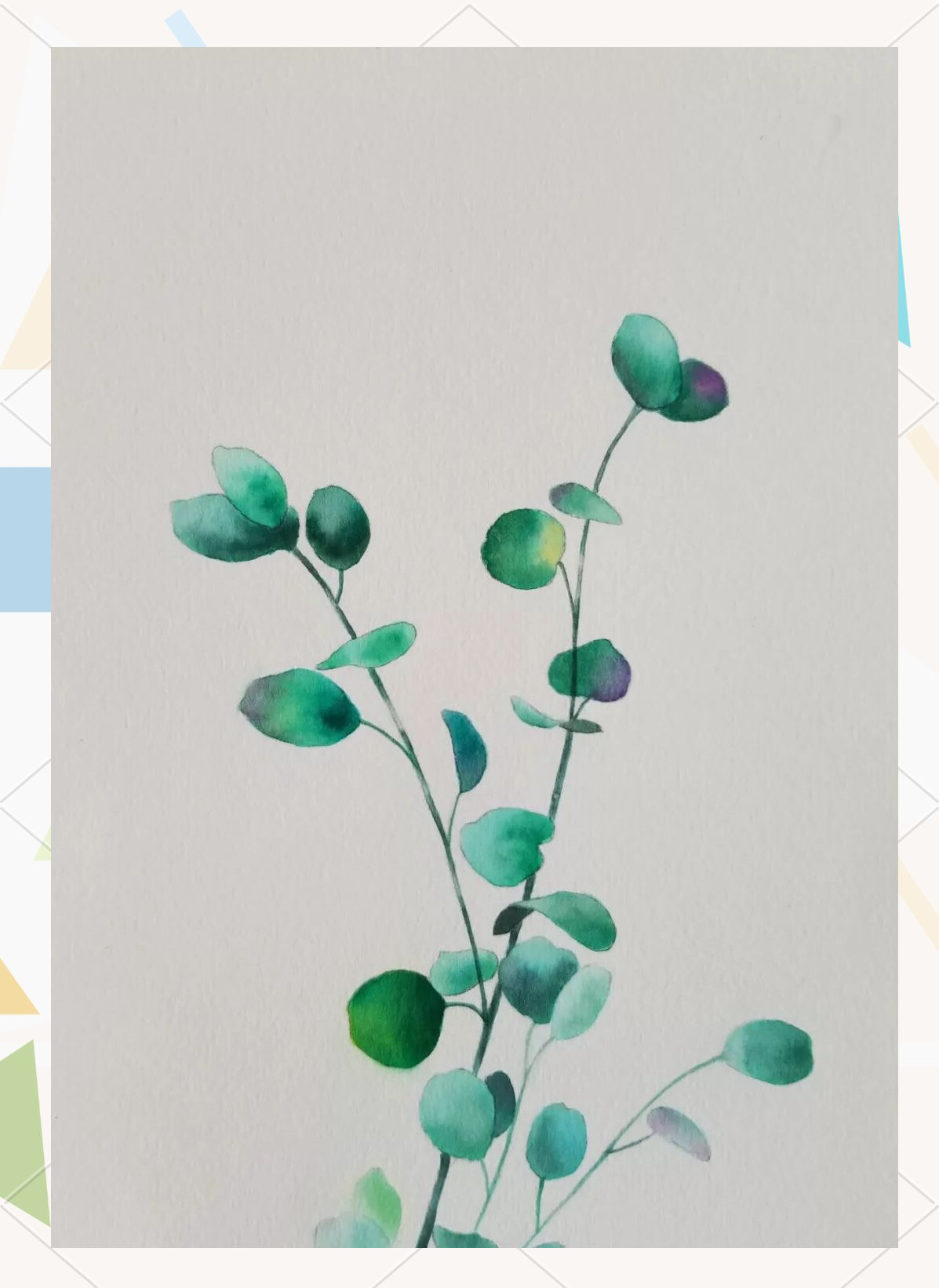 尤加利叶水彩画:清新绿意与凉爽画作的完美结合