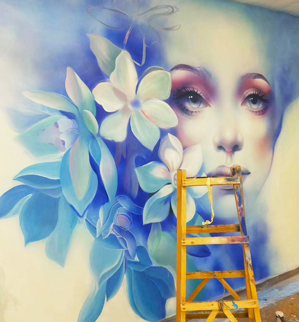 家庭家装工装ktv酒店墙绘壁画手绘工序及成品效果分享