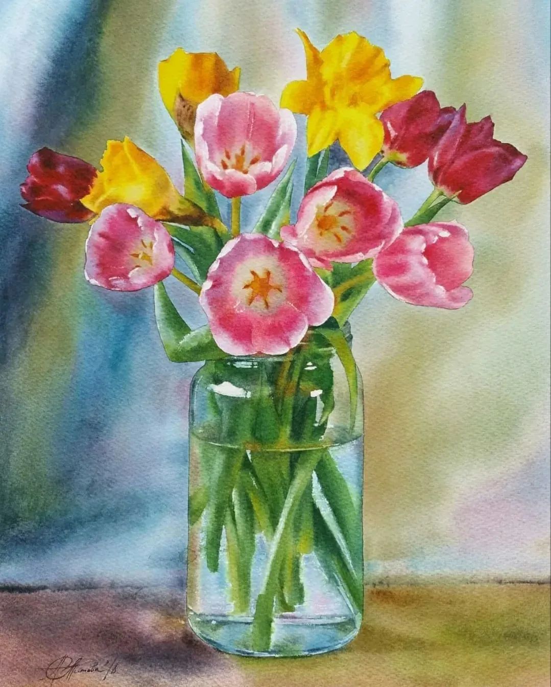 水彩|水彩静物 餐具 花卉 俄罗斯画家Любовь Титова(上)