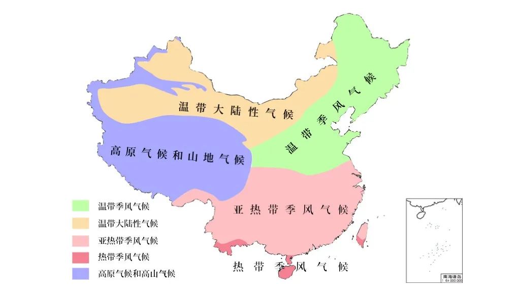 中国5种气候类型图图片