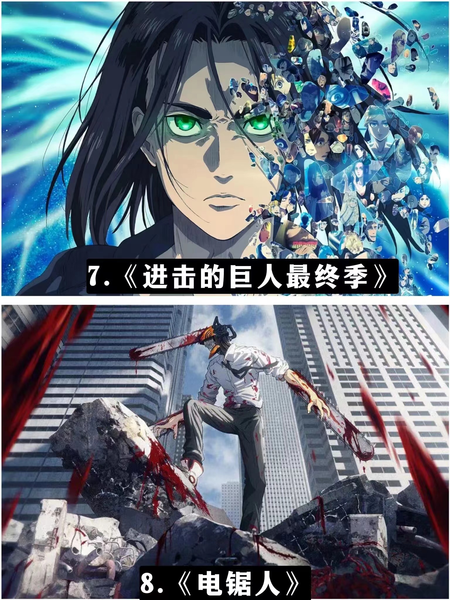 动漫诸神之战外网评选top10动漫,22年上映由网友投选出来的排名